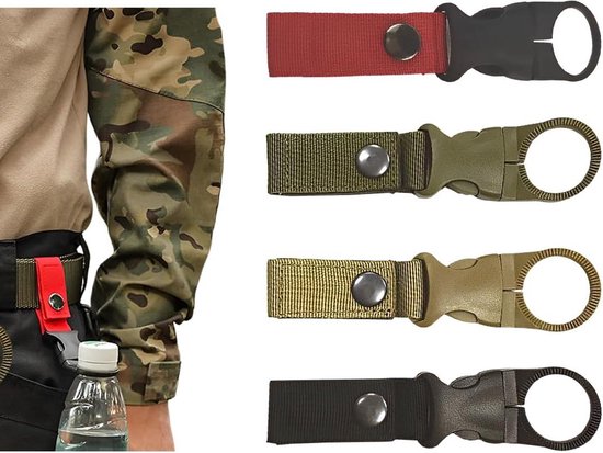 Flessenhouders met clip tactische riem voor kamperen en wandelen - 8 stuks outdoor-activiteiten flessenhouder sleutelhanger met riemgesp kamperen voor beginners van Merkloos
