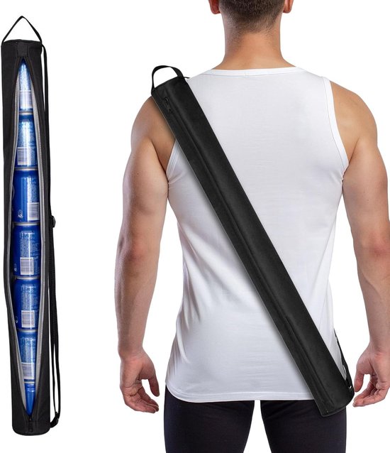 Flessenkoeler - Bierhoes voor golftas - Koelhoes - 90 × 8 cm - Slanke Bierkoeltas voor Golf - - Ruimte voor 7 Blikjes, Geïsoleerd - Draagbaar Outdoor Accessoire - Golfaccessoires - Voor bier en andere koude drankjes - Zwart