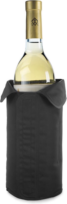Flessenkoeler - koelhoes - zwart - wijn en champagne - 32x23 cm - klittenbandsluiting - koelelement van Cuisivin