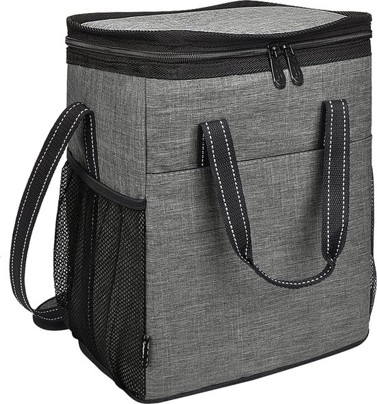 Flessentas voor 6 flessen Koeltas Geïsoleerde wijntas Draagbare wijnkoeltas met riem voor picknickfeest BBQ Camping Wijnproeven Grijs 27 x 16 x 33 cm van Merkloos