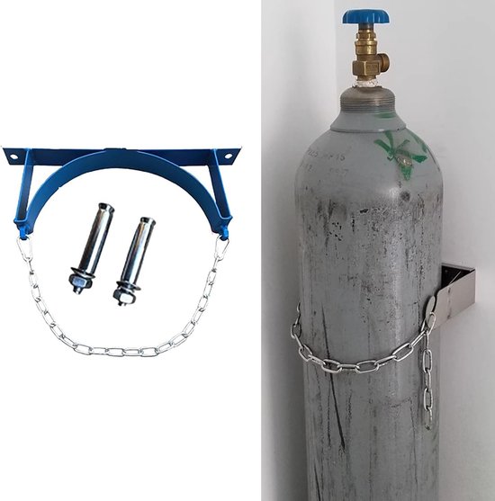 Flessenwagen Zuurstof - Fleshouder Trolley - Veilig Opslaan - Ruimtebesparend Wandontwerp - 35 cm Lengte - Zilver