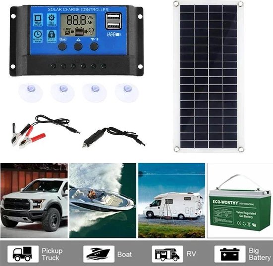 Flexibel Zonnepaneel - 10-15 Watt - 12V - Met 60a Controller - Draagbaar zonnepaneel - 43 x 20 cm Zonnepaneel van Flex