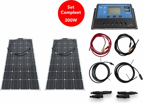 Flexibel Zonnepaneel Camper Compleet Pakket 200W 12V - UltraDun 3MM - Lichtgewicht- Plug Play - Zonnepaneel voor Camper - Zonnepaneel voor Caravan - Zonnepaneel voor Boot - Zonnepaneel voor Tuinhuis van Flex