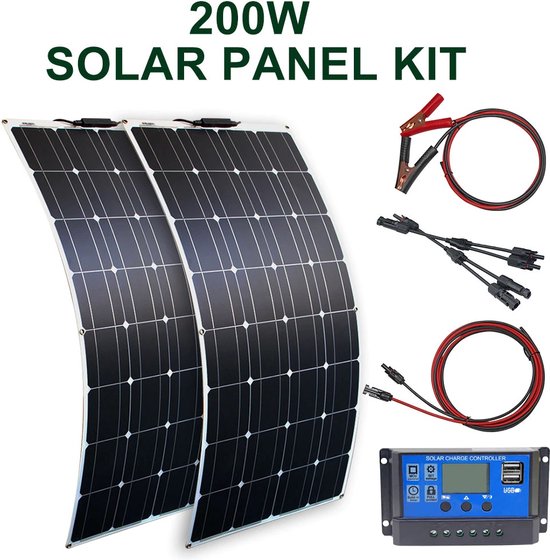 Flexibel Zonnepaneel - Compleet Pakket - 200W Solar Energy System - Buigbaar - UltraDun 3MM - Lichtgewicht - Zonnepaneel Camper van Flex