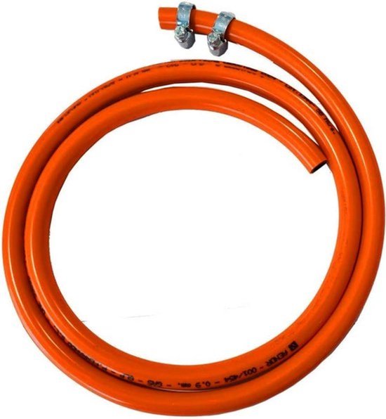 Flexibele gasslangset - met klemmen - voor fornuis, oven en kachel - 2 meter