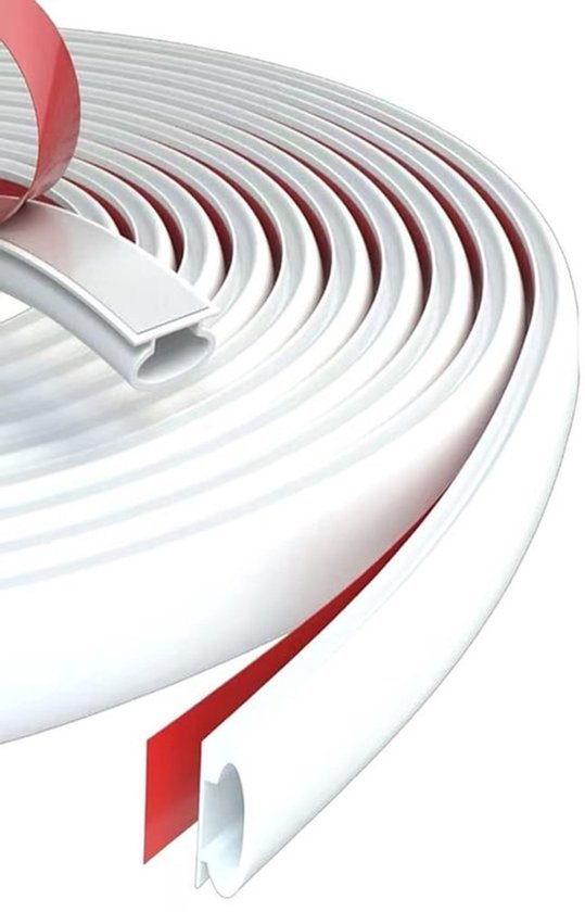 Flexibele, kwartcirkelvormige decoratieve rubberen strips voor muurranden en hoeken, 6 meter, wit.
