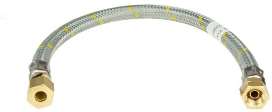 Flexibele rvs gasslang 8 mm knel x 1/4 links - 3 meter