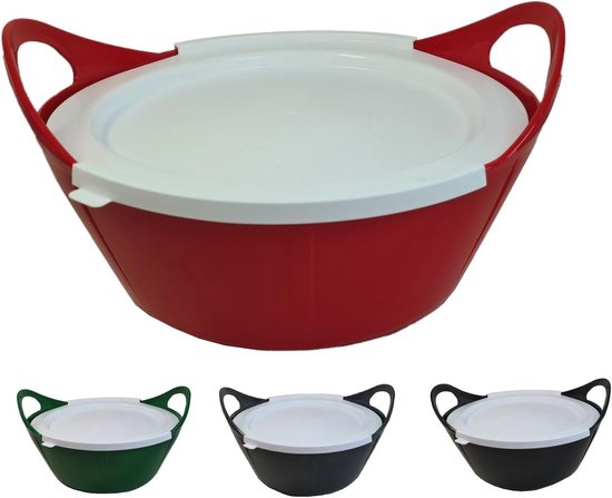 Flexibele Schaal - Emmer Bak - Stal Huishouden - Met Deksel Handgrepen - 10 Liter - Rood