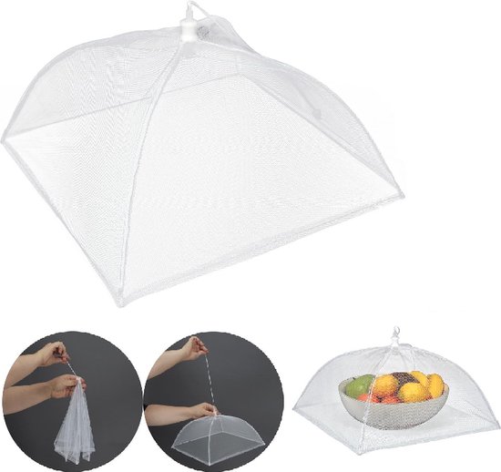 Flexibele vliegenkap - dinner klamboe - Voedselafdekker - Voetselkap 30 cm - Buiten eten - Opvouwbare Insectennet - Voedselbeschermhoes voor buiten - Vliegenkapjes opvouwbaar - Wit van Flex