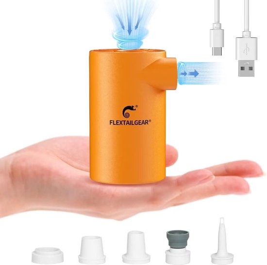 Flextail Gear luchtbed pomp Evo Pump 2023 - Elektrische luchtpomp pomp luchtbed 3800 mAh - Luchtbedpomp oplaadbaar - Oranje van Flextail Gear