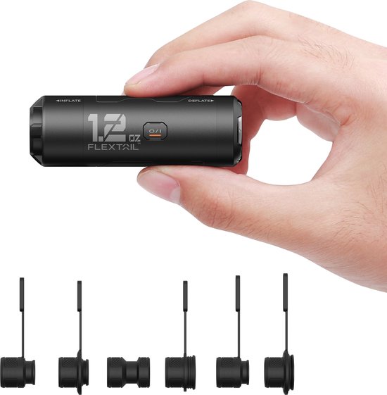 Flextail Zero Pump mini luchtpomp - Inclusief oplaadbare USB-C batterij - Luchtbed pomp - Opblaaspomp - Diverse Opzetstukken van Flextail