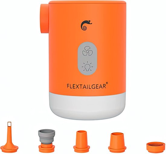 FlextailGear - Max Pump 2 Pro - Mini Luchtpomp - Oplaadbare Pomp - Draagbaar - Oranje - 4-in-1 Luchtpomp, Lantaarn, Powerbank, Vacuümpomp van FlextailGear