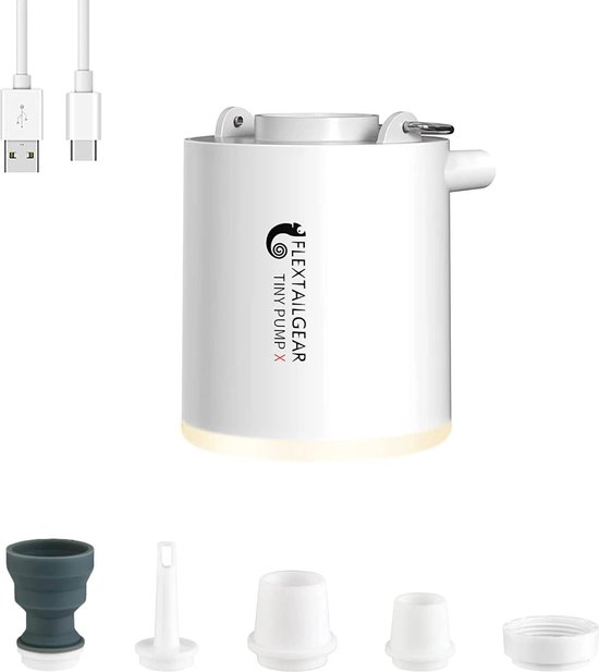 FlextailGear - Tiny Air Pump X - Mini Luchtpomp - Oplaadbaar - Draadloos - Draagbaar - Wit - 5-in-1 van Flextail
