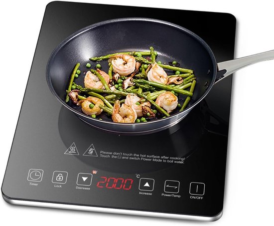 FlexVer® Inductie Kookplaat Vrijstaand - Fornuis - Camping - 2000 Watt - Zwart van Merkloos