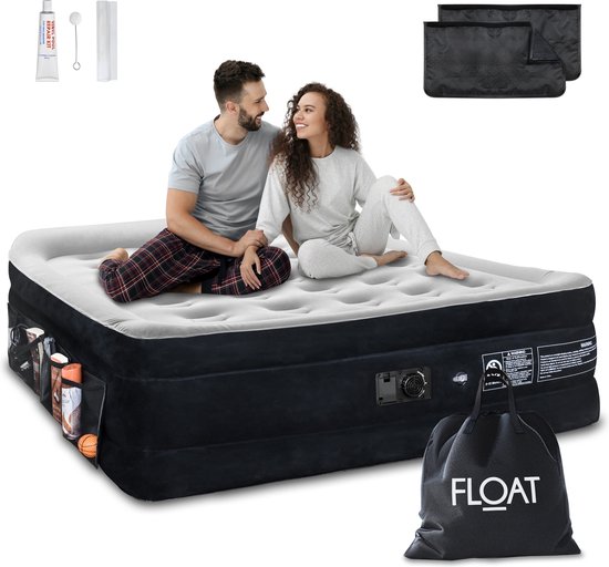 FLOAT VersaVento - 2 Persoons luchtbed met ingebouwde elektrische pomp - < 3 minuten snel opgeblazen - Inclusief 2 opbergzakken met klittenband, draagtas en reparatiekit - 152 x 203 x 52 cm - Zelfopblazend Twee persoons luchtmatras - Queen van FLO