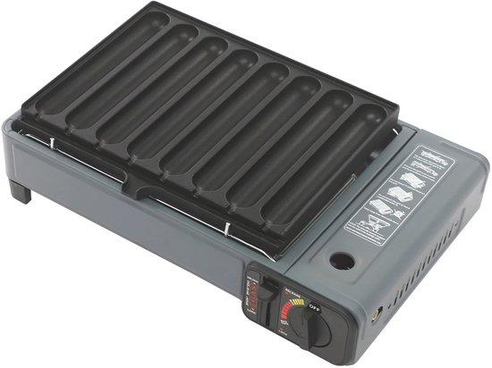Flolife - Kachel Grill - Met Worst Bakplaat - Draagbare met Plastic voor Camping Trips - Kooktoestel 42x26x11 cm -Gasfornuis van Flolife