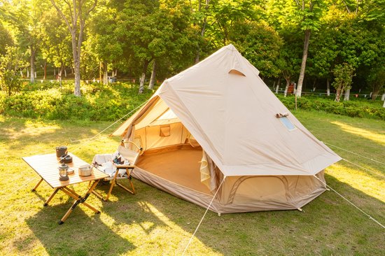 FloraGrace Tent – Ruim 3 Tot 4 Persoons – 300 X 300 X 200 Cm – Polyester – Beige – Familie Kamperen En Glamping – Met Insectenwerende Netten
