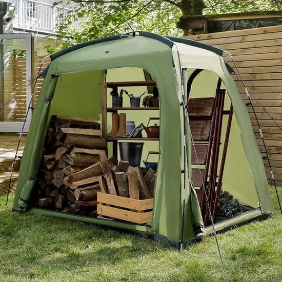 Florixa® Fietstent - Schuurtent - Opslagtent – Legergroen - Groen - ‎200cm x 120cm x 165cm van Merkloos