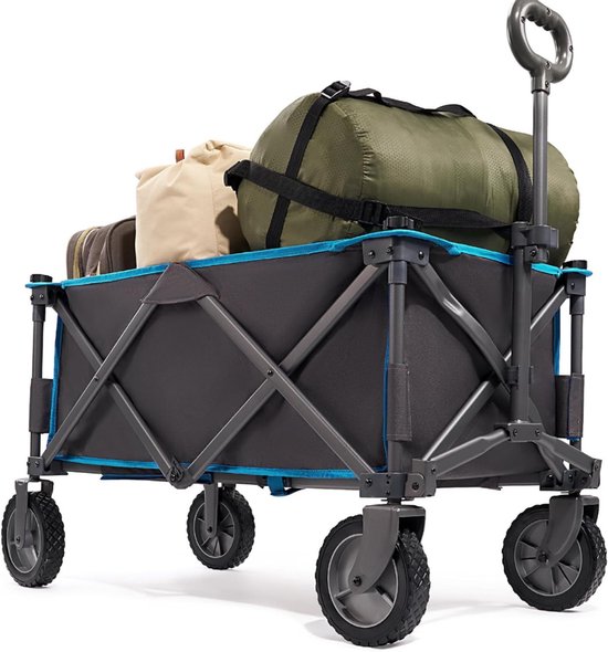 Florixa® Strandkar - Bolderkar Opvouwbaar – Boodschappenwagen - Blauw - 89cm x 48cm x 30cm van Merkloos