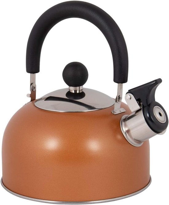 Fluitketel - Compacte Ketel - Kamperen Keuken - Wegklapbare Dop - 1.2 Liter - Brons