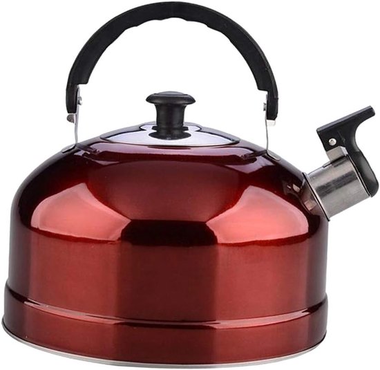 Fluitketel Roestvrij - Theepot Ketel - Thuis Keuken Camping - Antislip Gegroefd Handvat - 19.5x12x21 cm - Zilver