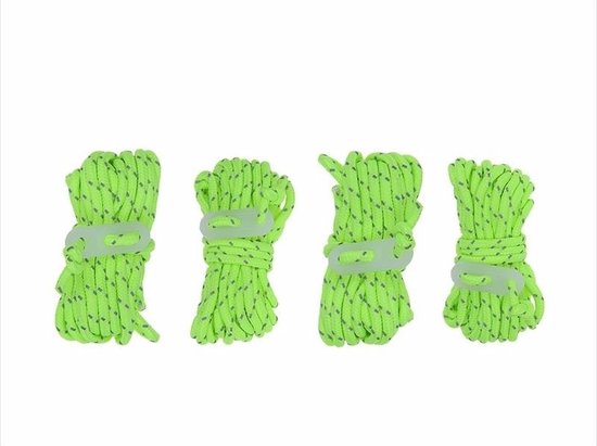Fluorescerende scheerlijnen set 4x stuks - Tent/windscherm vastzetten touwen van ProPlus