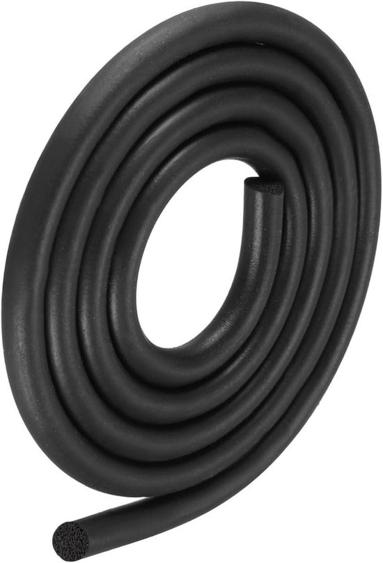Foam Rubber Weerbestendige Dichtstrips 8mm Diameter x 6m Lengte - EPDM Rubber, Ronde Dichtingen voor Deuren, Zwart en Duurzaam