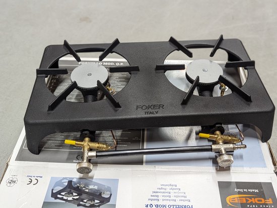 Foker 2 vlams Thermisch beveiligd - industriekomfoor Gietijzer - 2,5 kw per pit - Propaan - Hoge kwaliteit - kan ook binnen gebruikt worden van FOKER