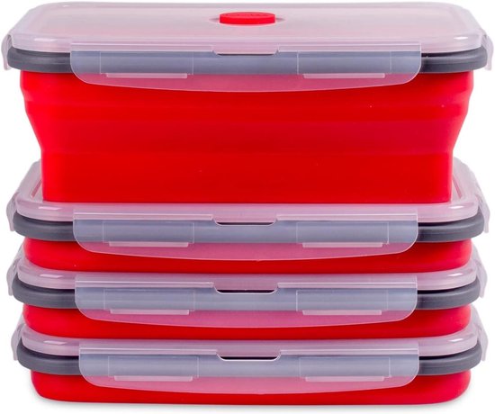 Foldable Food Storage Containers with Airtight Lid and Air Ventilation, 40 oz, Kitchen Stacking Silicone Foldable Meal Prep Container Set for Leftover, Microwave Freezer
