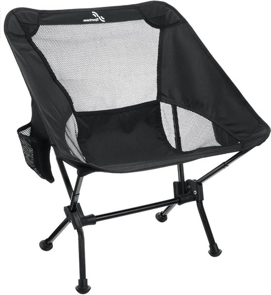 Foldable Lightweight Camping Chair - Extended Folding Chair for Beach and Camping - Hiking Lawn Outdoor Picnic - Black 1 van Fold