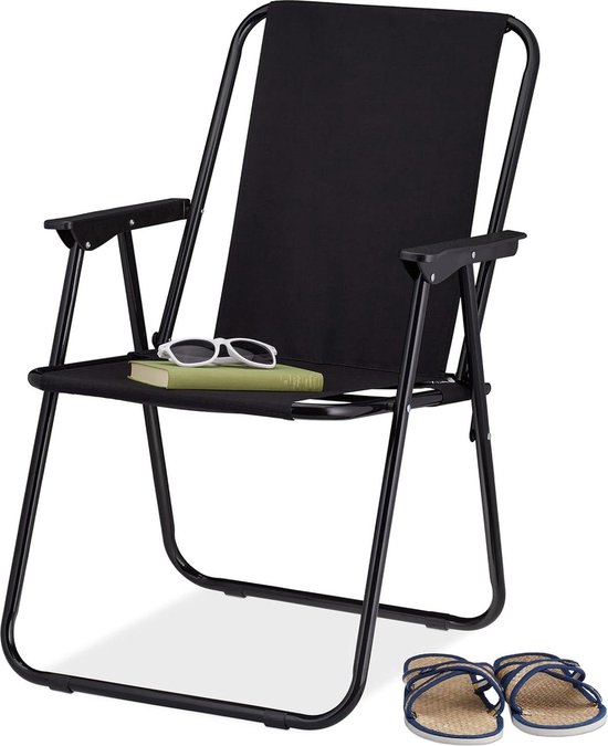 Folding Camping Chair Lightweight Portable - Up to 100 kg - Foldable Beach Chair Black van Fold