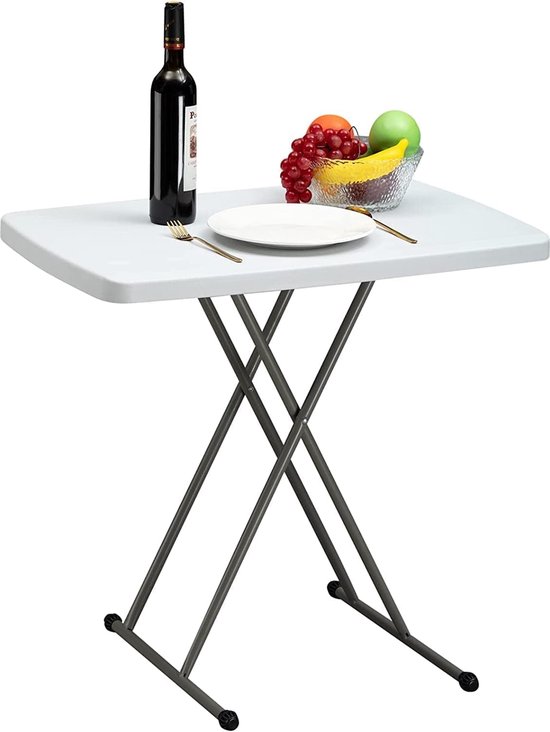 Folding Camping Table 2.5 ft/76 cm, Picnic Table Adjustable Height Portable Garden Table Folding Table Travel Table for Garden BBQ Catering Party Kitchen Outdoor Indoor van Fold