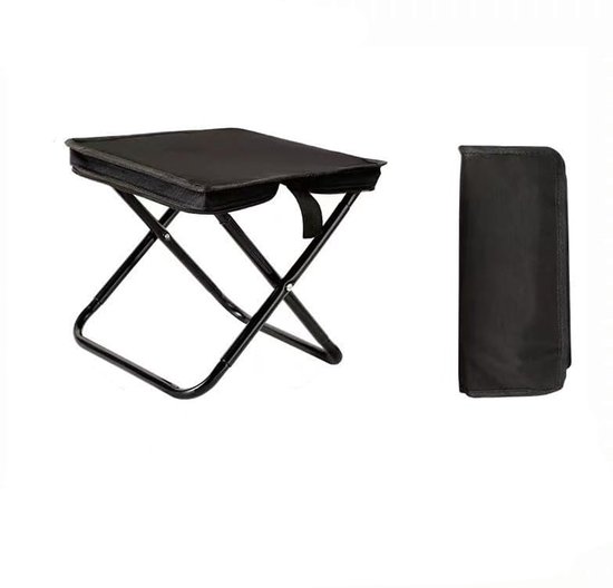 Folding stool-opvouwbare kruk kamperen-stoel-Portable Camping Stool and Folding Small Chair - Compact Folding Stool - Durable Foldable Stool for Fishing, Hiking, BBQ, Outdoor Activities - Black - 26x24x24cm