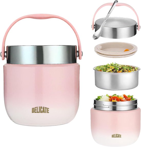 Food Thermo, 1200 ml, Stainless Steel, Keeping Warm Container with Folding Spoon, Thermal Cup, Insulated Food - ShopVlot