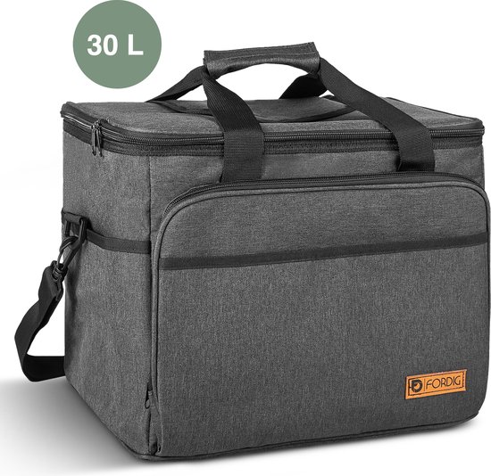 ForDig Koeltas (30 liter) - 4 laags geïsoleerd - Easy-Acces Flap - Picknicktas - Opvouwbaar - Zwart