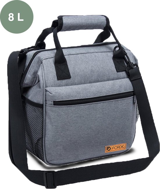 ForDig Koeltas - Lunchtas Volwassenen - 4 laags geïsoleerd - 8 Liter - Grijs van Ford