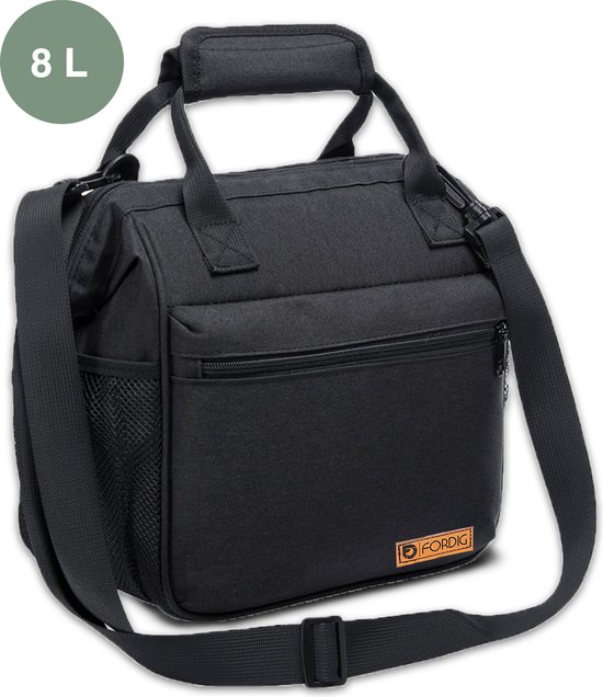 ForDig Koeltas - Lunchtas Volwassenen - 4 laags geïsoleerd - 8 Liter - Zwart van Ford