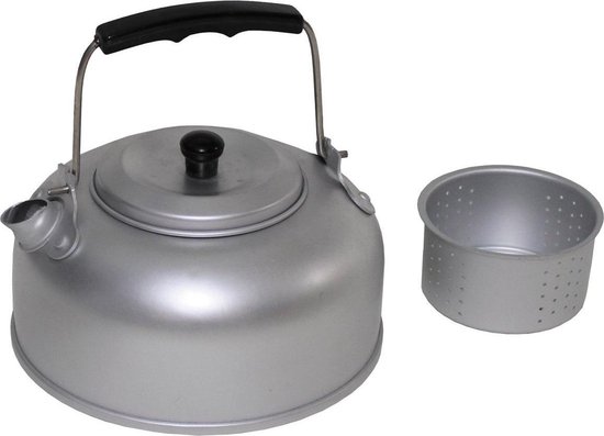 Fox Outdoor lichtgewicht klein fluitketeltje met theezeef aluminium 0.95 liter - zeer compact van Fox