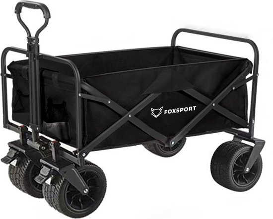 FOXSPORT Bolderkar - Opvouwbaar - 100KG Draagkracht - Bolderwagen met stevig frame - Draaibare Wielen - Verstelbare hendel - 94x58x59cm - Zwart van FOXSPORT