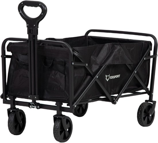 FOXSPORT Bolderkar - Opvouwbaar - 75KG Draagkracht - Bolderwagen met stevig frame - Draaibare Wielen - Verstelbare hendel - 47x80x63-91cm - Zwart van FOXSPORT