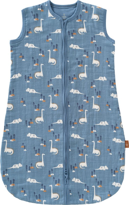 Fresk Hydrofiele Slaapzak Baby - 0-6M - Mousseline Zomerslaapzak - 1.1 TOG - Slaapdeken - 70 cm - Blauw - Dino van Merkloos
