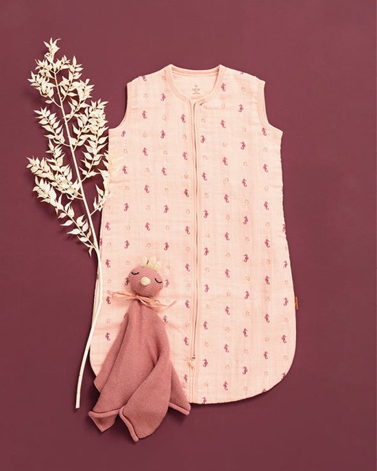 Fresk Hydrofiele Slaapzak Baby - 12-18M - Mousseline Zomerslaapzak - 1.1 TOG - Slaapdeken - 100 cm - Roze - Seahorse van Merkloos