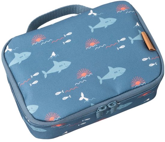Fresk Koeltas - 2.5 L - Koelrugzak met 2 Ritssluitingen - Thermische Lunch Koeltas - Met Bestekvak - Waterafstotende Lunchtas - Blauw - Shark van Fresk