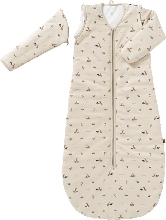Fresk Slaapzak Baby Winter – Afritsbare Mouwen - Interlock met Lichte Voering - Biologisch Katoen - Zacht en Ademend - TOG 2.8 - Zand - Rabbit Sandshell van Merkloos