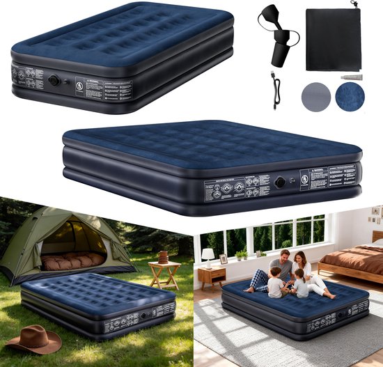 Froadp Tweepersoons opblaasbed, reisbed, automatisch opblaasbed met luchtpomp, tweepersoonsbed, luchtmatras van Merkloos