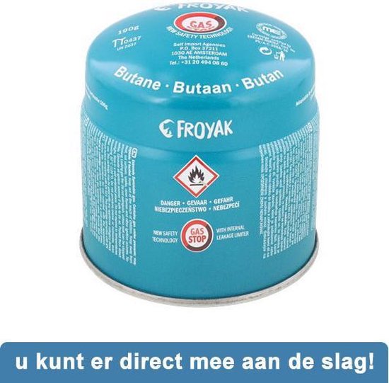 Froyak Compact en Lichtgewicht 1-Pits Gasbrander - butaan gasbus - camping van Merkloos