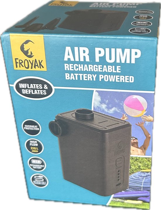 Froyak compacte opblaaspomp - voor op vakantie/kamperen - draadloos - trend 2021! van Merkloos