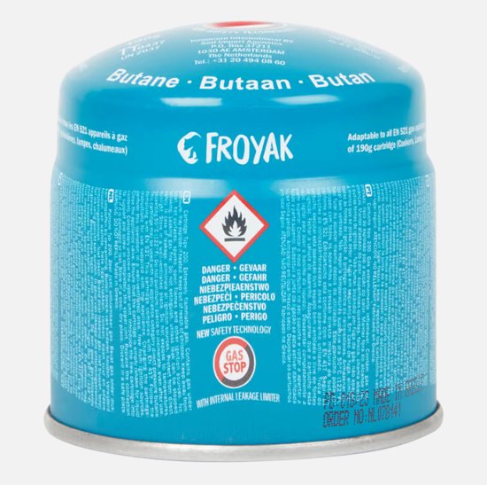 Froyak Gasblikje - gasbus butaan 190 gram - 3 stuks - beveiliging tegen lekkage van Merkloos