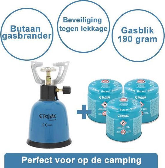 Froyak Kookbrander - camping gasbrander 1-pits - lichtgewicht - 3 gasblikken van Merkloos
