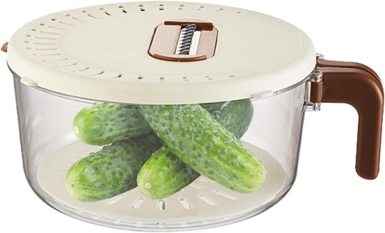 Fruit Wasbak - Uitlekbak Schaal - Maaltijd Bereiden - Opklapbaar Handvat - 22 cm - Koffie